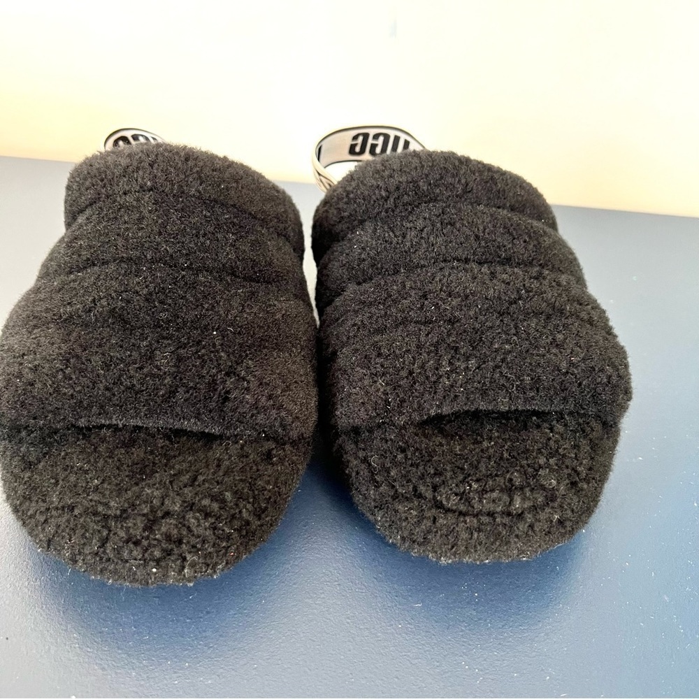 Ugg Fluff Yeah Fuzz Black Slide Open Toe Soft Sho… - image 8